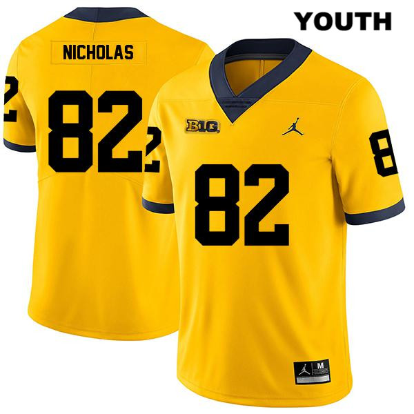 Youth NCAA Michigan Wolverines Desmond Nicholas #82 Yellow Jordan Brand Authentic Stitched Legend Football College Jersey EL25N85BL